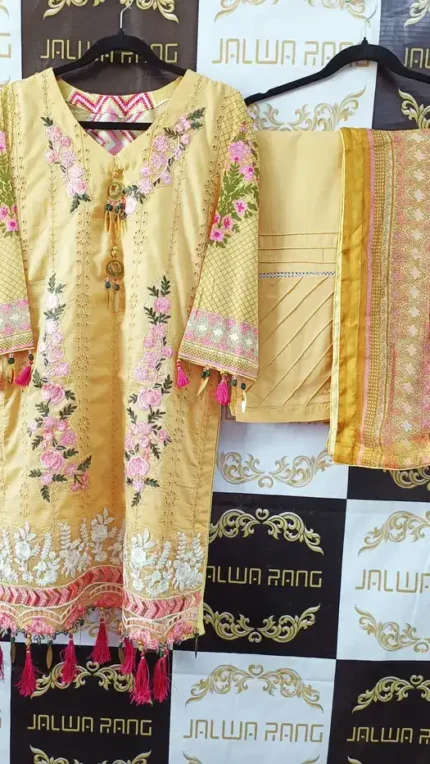 Ladies Ready to Wear Digital Printed with Embroidery Pakistani Lawn Dress in UAE