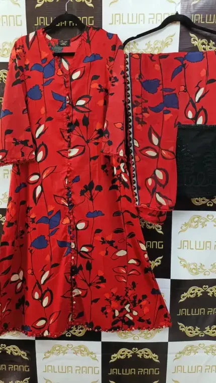 Ladies Ready to Wear Digital Printed with Embroidery Pakistani Lawn Dress in UAE