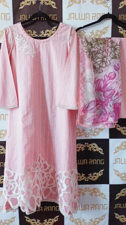 Ladies Ready to Wear Digital Printed with Embroidery Pakistani Lawn Dress in UAE