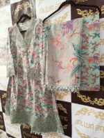 Ladies Ready to Wear Digital Printed with Embroidery Pakistani Lawn Dress in UAE