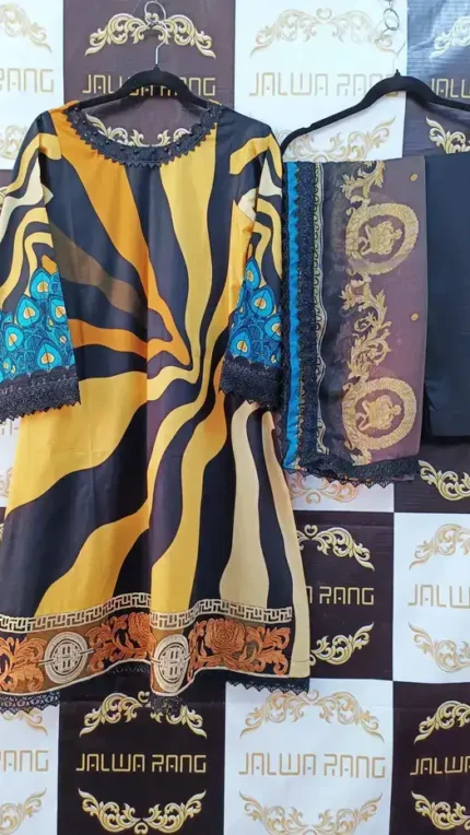 Ladies Ready to Wear Digital Printed with Embroidery Pakistani Lawn Dress in UAE