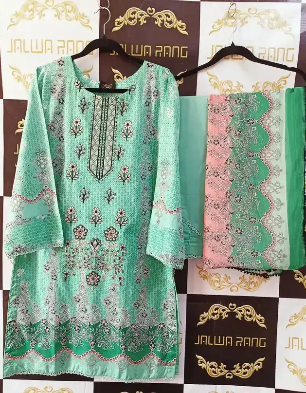 EPJ0018_11 Ladies Ready to Wear Digital Printed with Embroidery Pakistani Lawn Dress in UAE