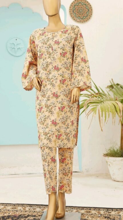 Ladies Binsaeed Ready to Wear Digital Printed with Embroidery Pakistani Lawn Dress in UAE