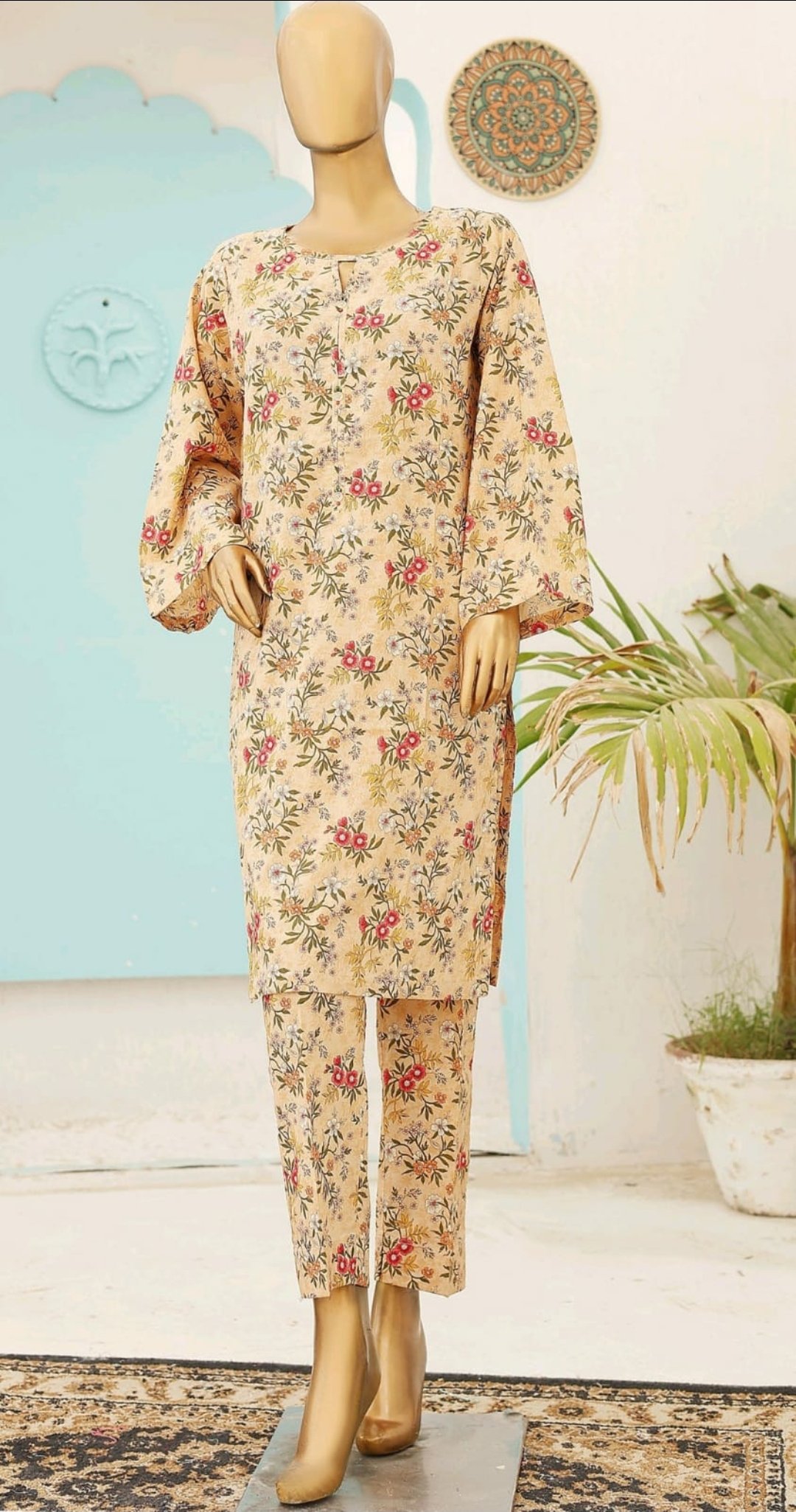 JBC0001 Ladies Binsaeed Ready to Wear Digital Printed with Embroidery Pakistani Lawn Dress in UAE