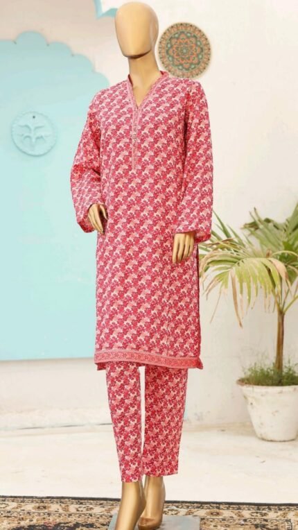Ladies Binsaeed Ready to Wear Digital Printed with Embroidery Pakistani Lawn Dress in UAE