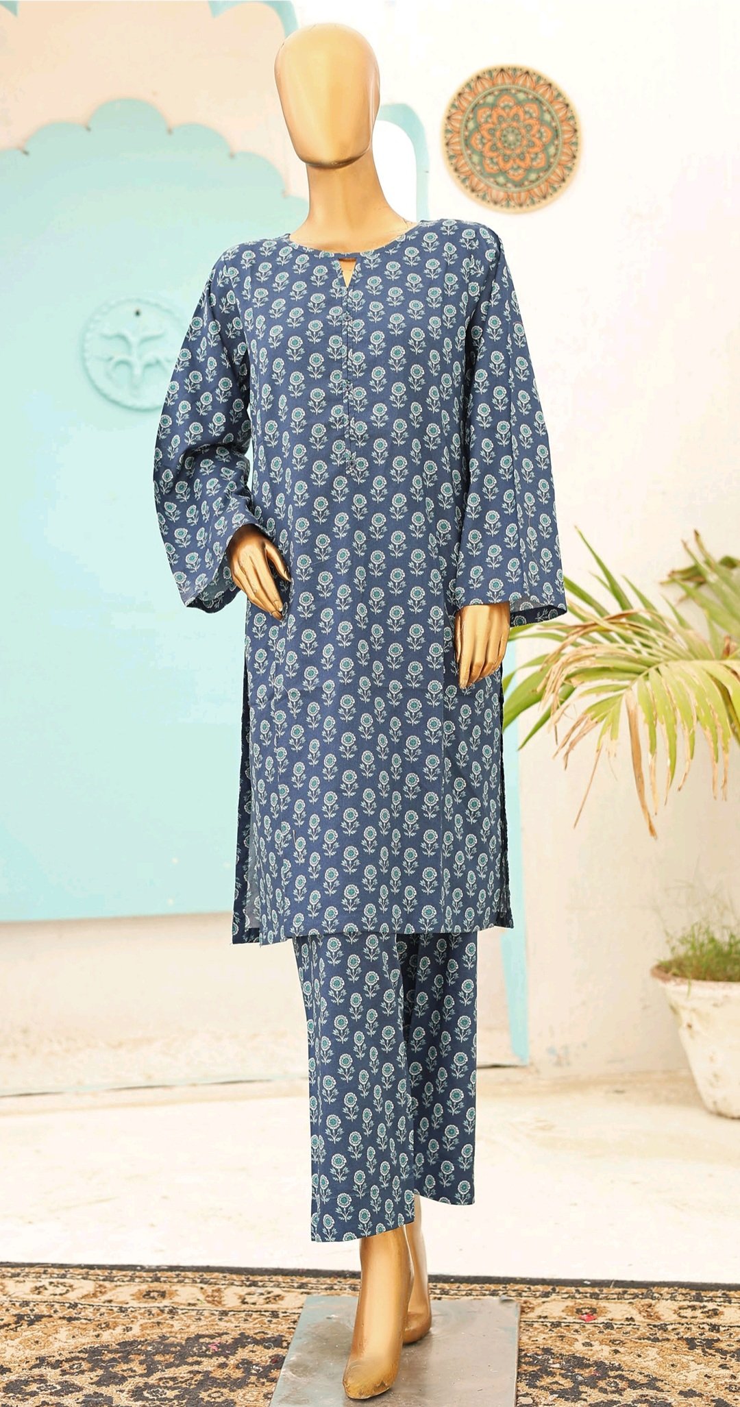 JBC0006 Ladies Binsaeed Ready to Wear Digital Printed with Embroidery Pakistani Lawn Dress in UAE