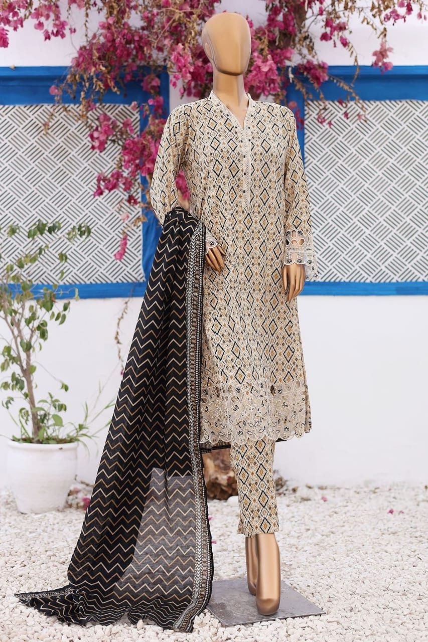 JBF0002 Ladies Binsaeed Ready to Wear Digital Printed with Embroidery Pakistani Lawn Dress in UAE