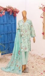 Ladies Binsaeed Ready to Wear Digital Printed with Embroidery Pakistani Lawn Dress in UAE