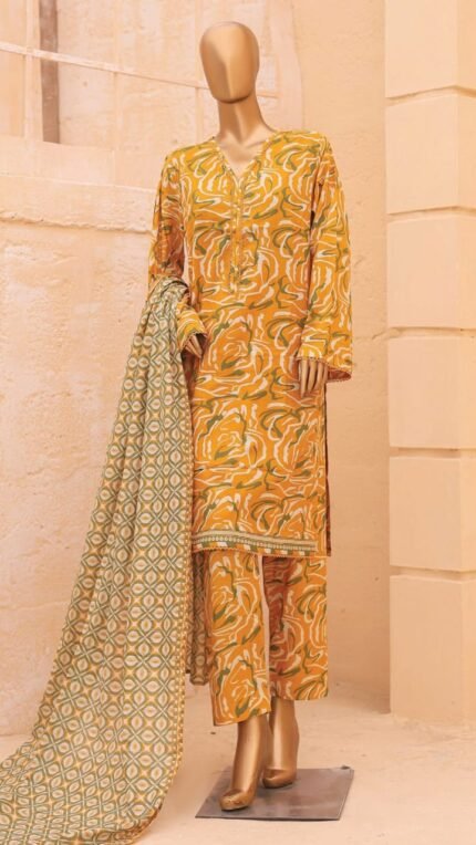 Ladies Binsaeed Ready to Wear Digital Printed with Embroidery Pakistani Lawn Dress in UAE