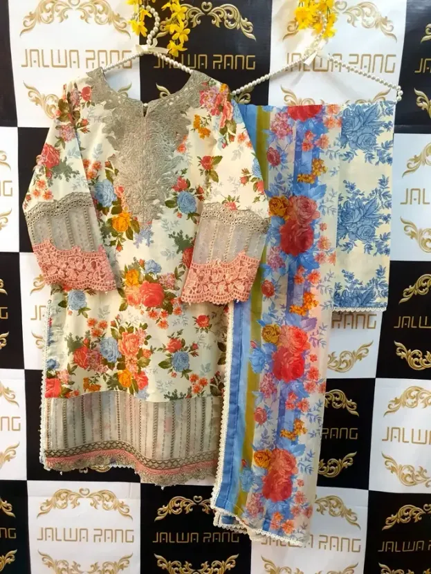 EPJ0039 (7) Ladies Ready to Wear Digital Printed with Embroidery Pakistani Lawn Dress in UAE