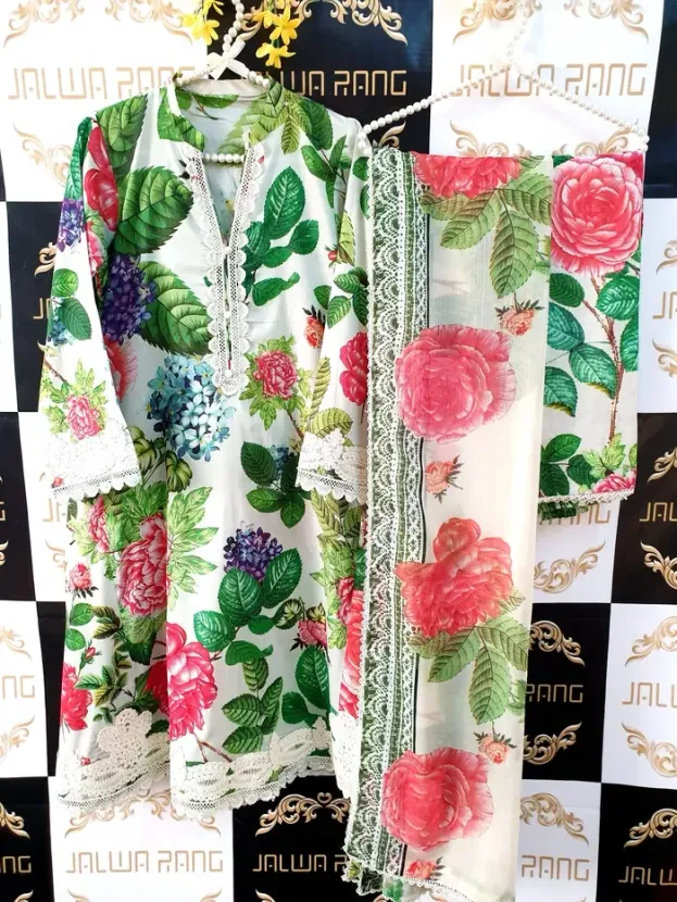 EPJ0044 (7) Ladies Ready to Wear Digital Printed with Embroidery Pakistani Lawn Dress in UAE