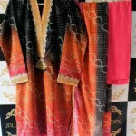 Ladies Ready to Wear Digital Printed with Embroidery Pakistani Chiffon Dress in UAE