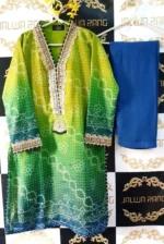 Ladies Ready to Wear Digital Printed with Embroidery Pakistani Chiffon Dress in UAE