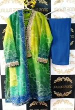 Ladies Ready to Wear Digital Printed with Embroidery Pakistani Chiffon Dress in UAE