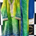 Ladies Ready to Wear Digital Printed with Embroidery Pakistani Chiffon Dress in UAE