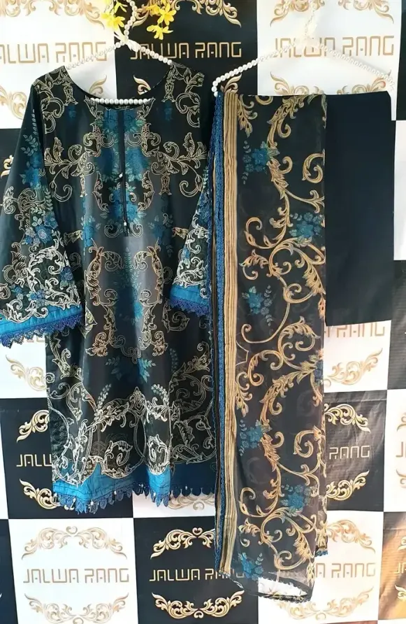 EPJ0052 (10) Ladies Ready to Wear Digital Printed with Embroidery Pakistani Lawn Dress in UAE