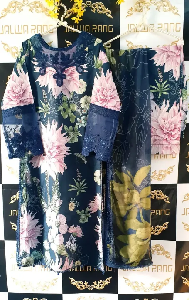 EPJ0054 (8) Ladies Ready to Wear Digital Printed with Embroidery Pakistani Lawn Dress in UAE